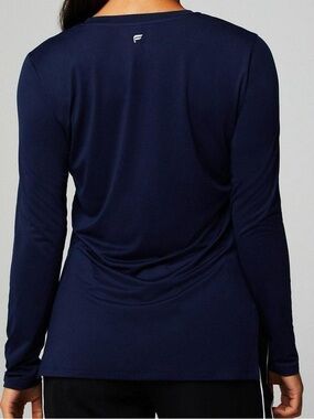 Fabletics Navy Long-Sleeve moisture wicking Tee